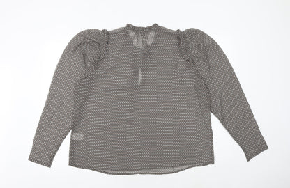 JOIE Womens Brown Geometric Polyester Basic Blouse Size XL Round Neck