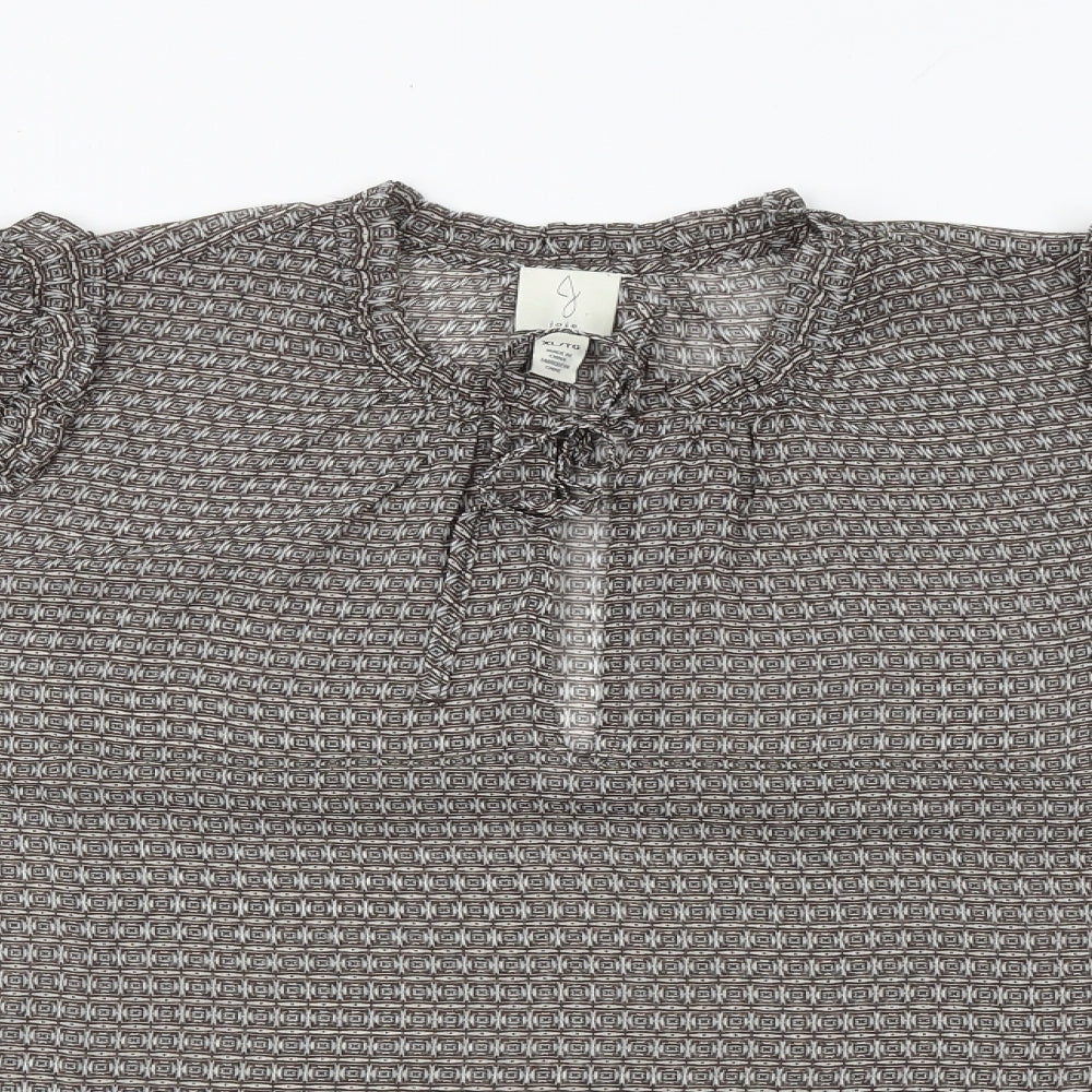 JOIE Womens Brown Geometric Polyester Basic Blouse Size XL Round Neck