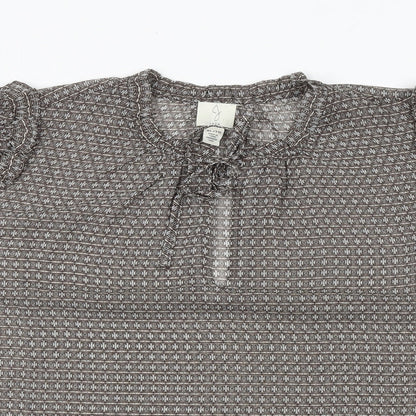 JOIE Womens Brown Geometric Polyester Basic Blouse Size XL Round Neck
