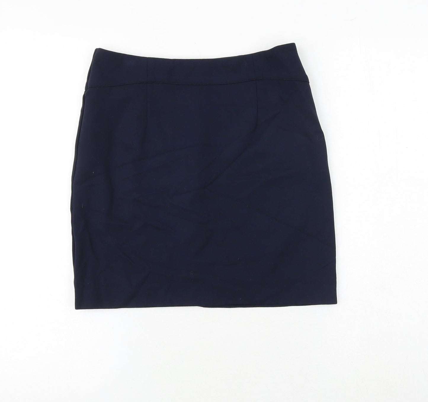 John Lewis Womens Blue Polyester A-Line Skirt Size 8 Zip