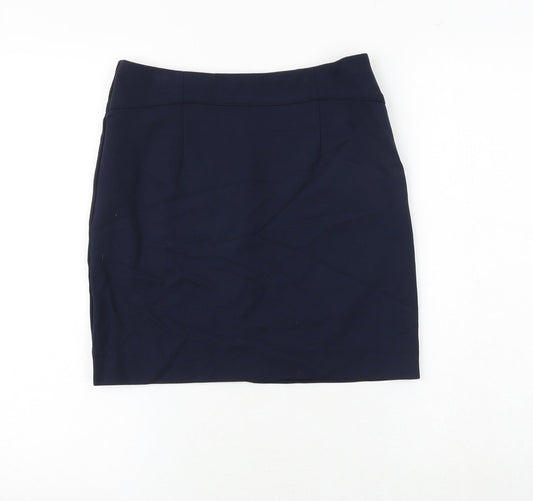 John Lewis Womens Blue Polyester A-Line Skirt Size 8 Zip