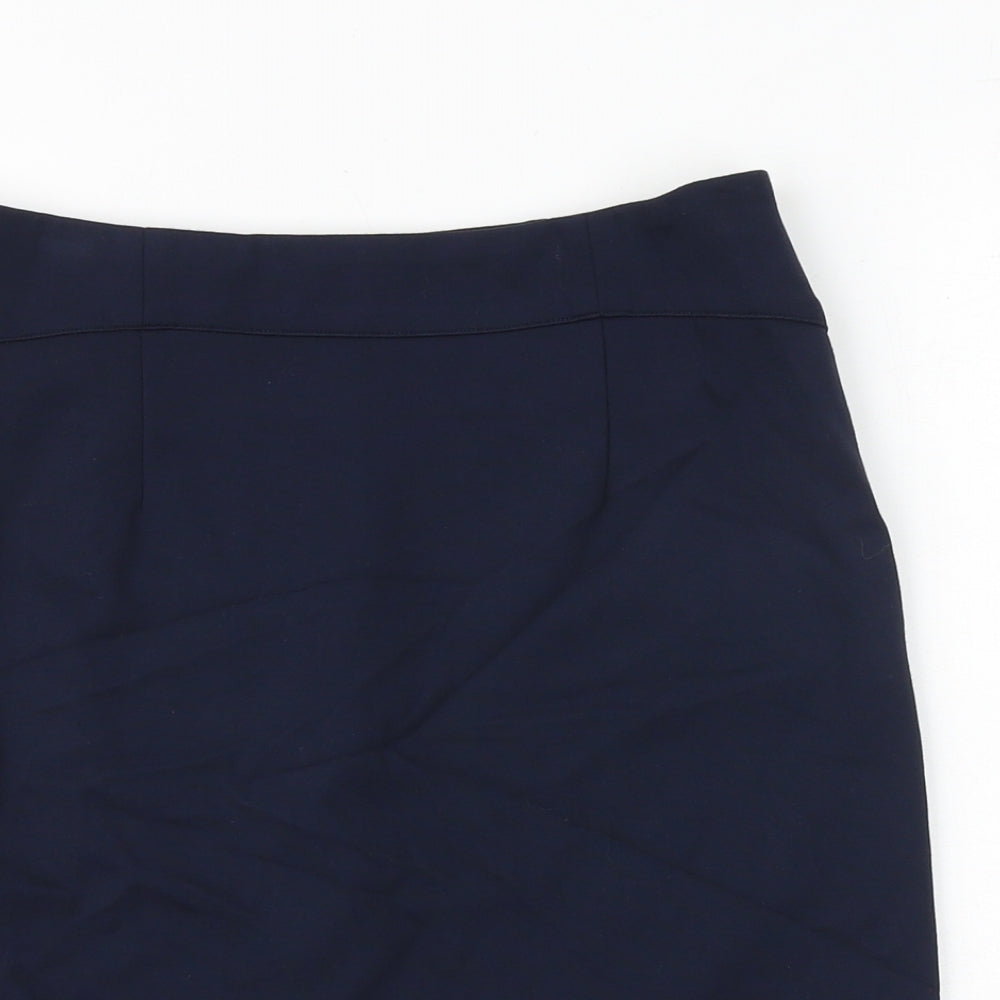 John Lewis Womens Blue Polyester A-Line Skirt Size 8 Zip