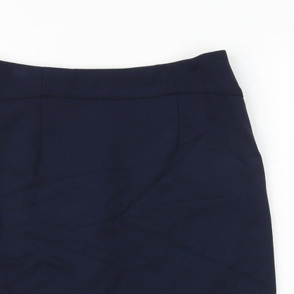 John Lewis Womens Blue Polyester A-Line Skirt Size 8 Zip