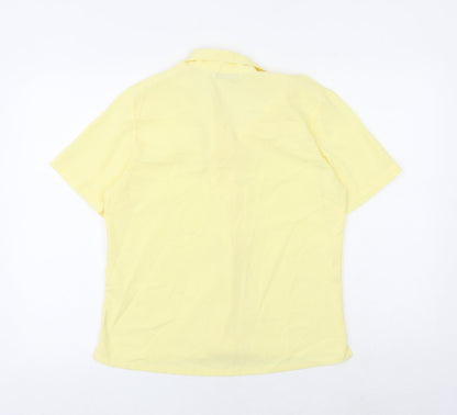 EWM Womens Yellow Polyester Basic Button-Up Size 14 Collared