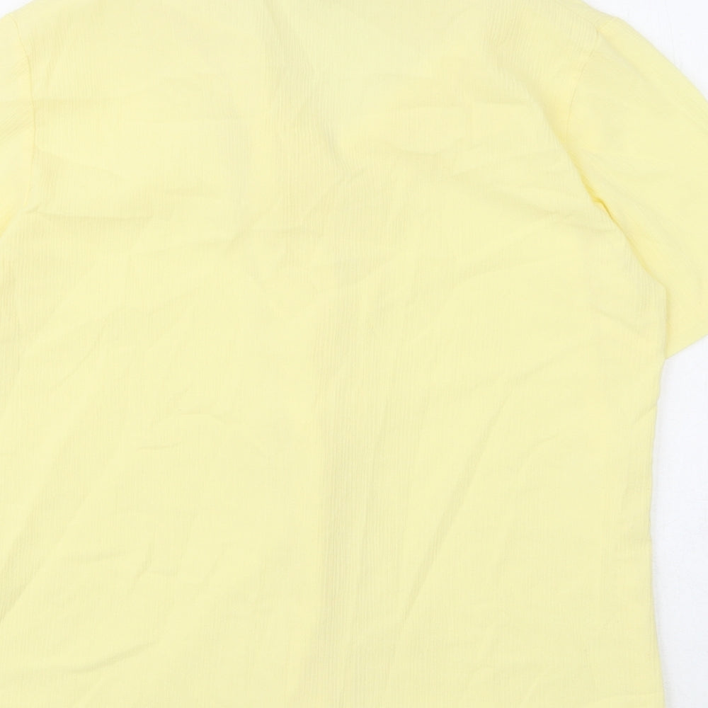 EWM Womens Yellow Polyester Basic Button-Up Size 14 Collared