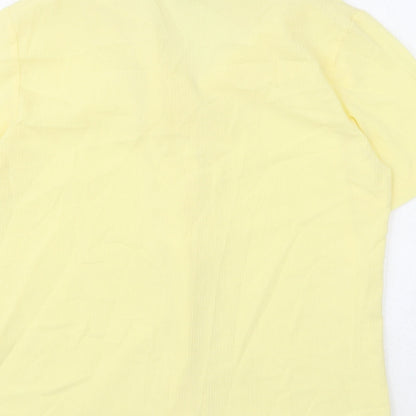 EWM Womens Yellow Polyester Basic Button-Up Size 14 Collared
