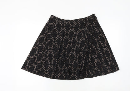 Marks and Spencer Womens Black Geometric Polyester Swing Skirt Size 28 in