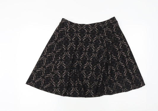 Marks and Spencer Womens Black Geometric Polyester Swing Skirt Size 28 in
