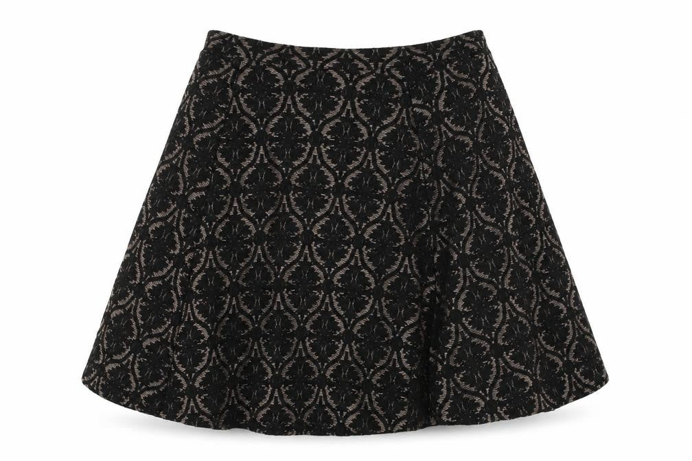 Marks and Spencer Womens Black Geometric Polyester Swing Skirt Size 28 in