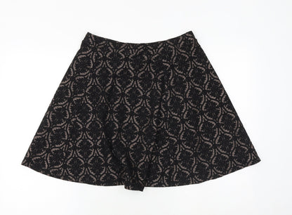 Marks and Spencer Womens Black Geometric Polyester Swing Skirt Size 28 in
