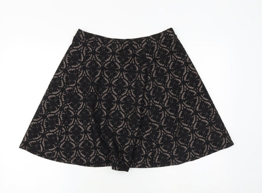 Marks and Spencer Womens Black Geometric Polyester Swing Skirt Size 28 in