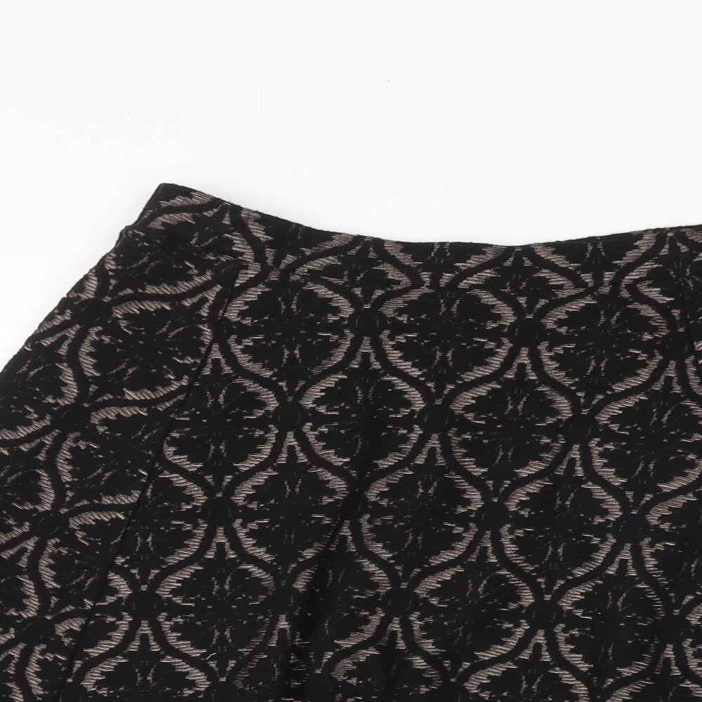 Marks and Spencer Womens Black Geometric Polyester Swing Skirt Size 28 in