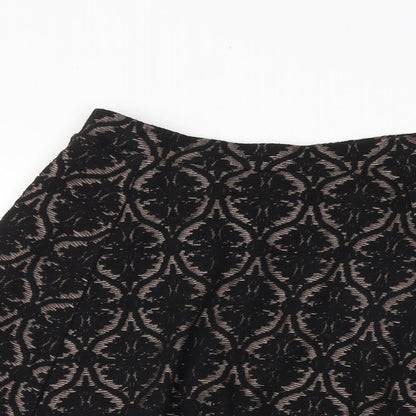 Marks and Spencer Womens Black Geometric Polyester Swing Skirt Size 28 in