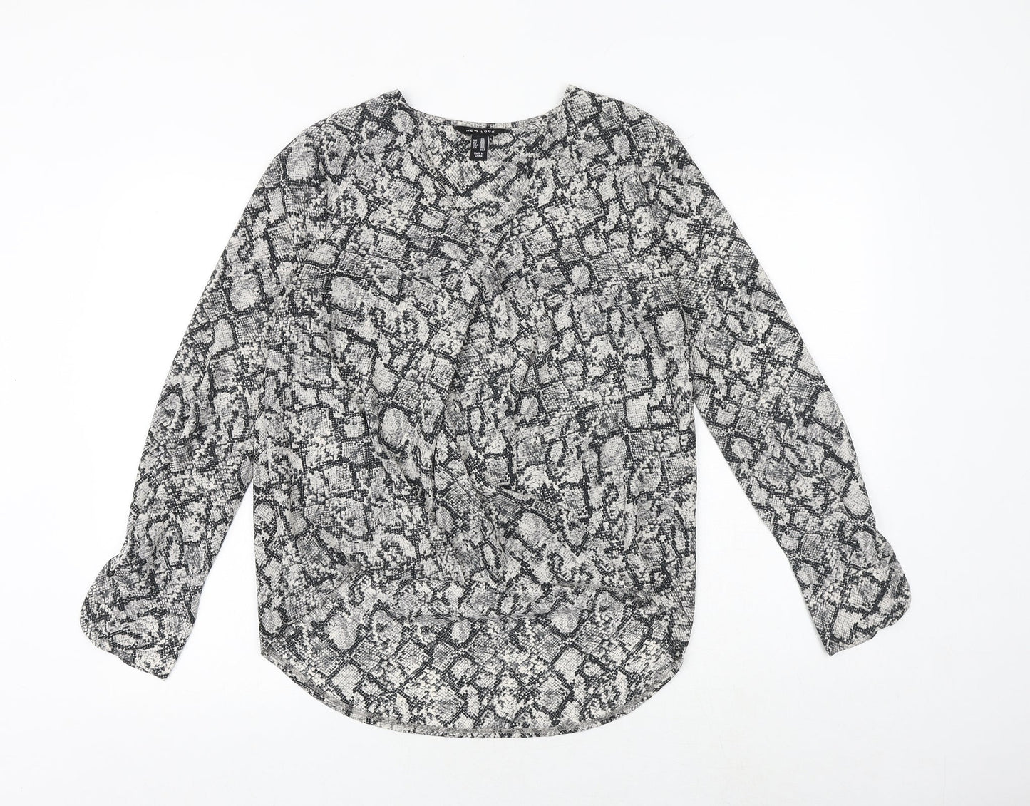 Womens UK Size 10 New Look Grey Basic Blouse