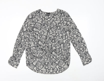 Womens UK Size 10 New Look Grey Basic Blouse