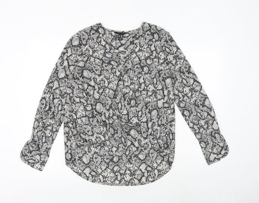 Womens UK Size 10 New Look Grey Basic Blouse