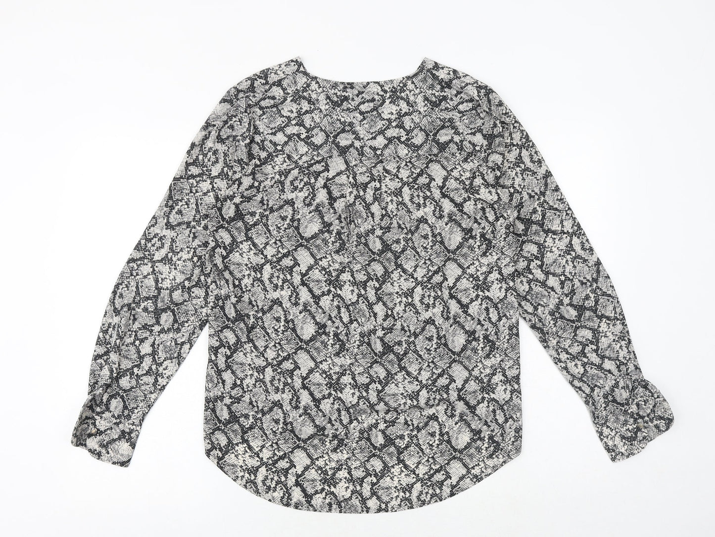 Womens UK Size 10 New Look Grey Basic Blouse