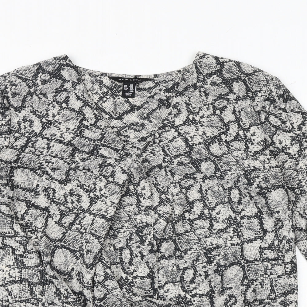 Womens UK Size 10 New Look Grey Basic Blouse