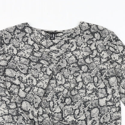 Womens UK Size 10 New Look Grey Basic Blouse