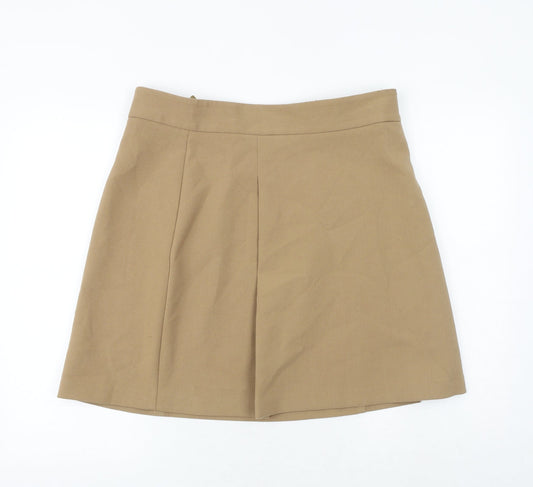 Marks and Spencer Womens Brown Polyester A-Line Skirt Size 16 Zip
