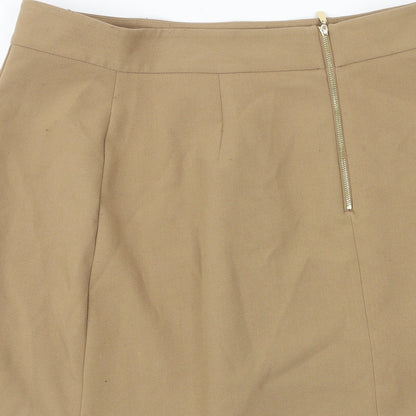 Marks and Spencer Womens Brown Polyester A-Line Skirt Size 16 Zip