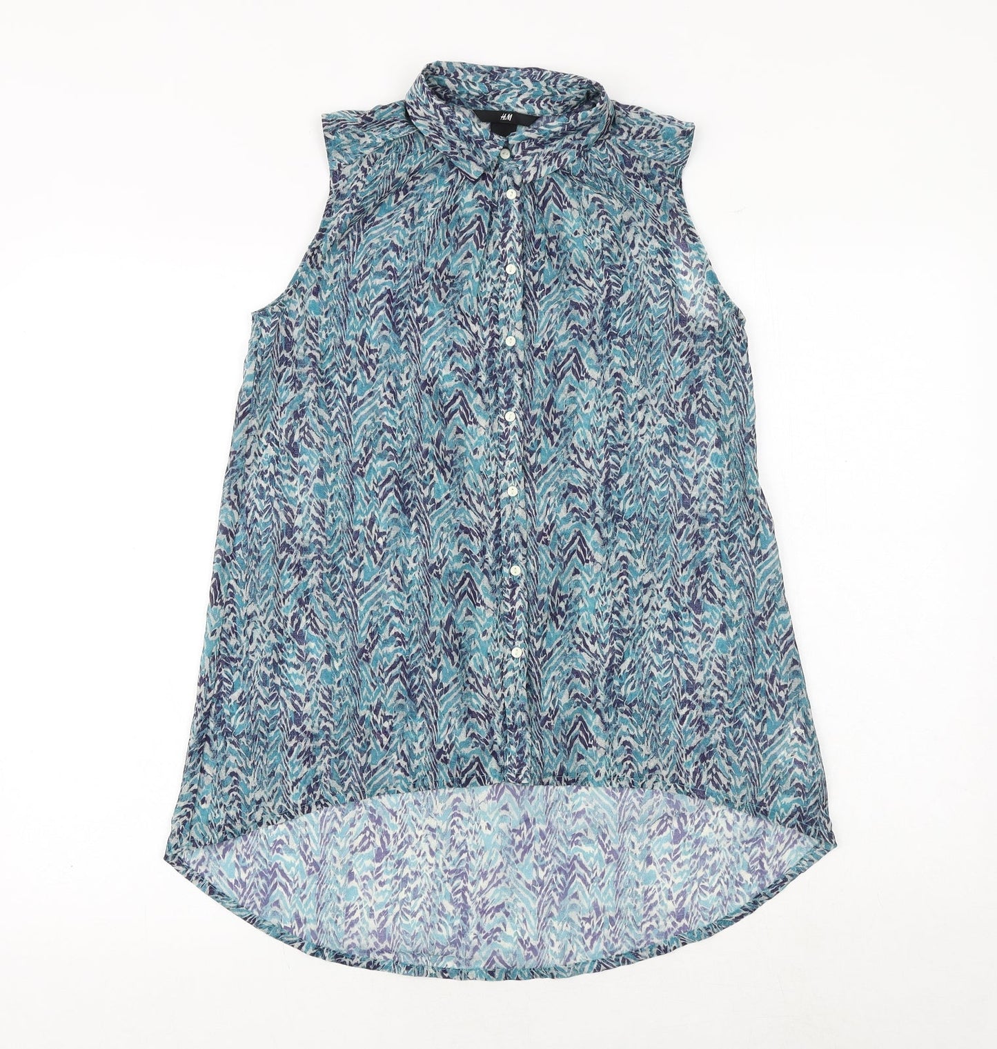 Womens UK Size 6 H&M Blue Basic Button-Up