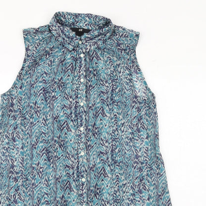 Womens UK Size 6 H&M Blue Basic Button-Up