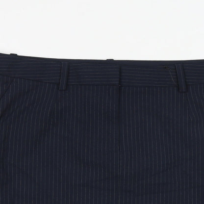Marks and Spencer Womens Blue Striped Polyester A-Line Skirt Size 14 Zip