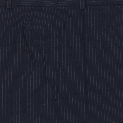 Marks and Spencer Womens Blue Striped Polyester A-Line Skirt Size 14 Zip