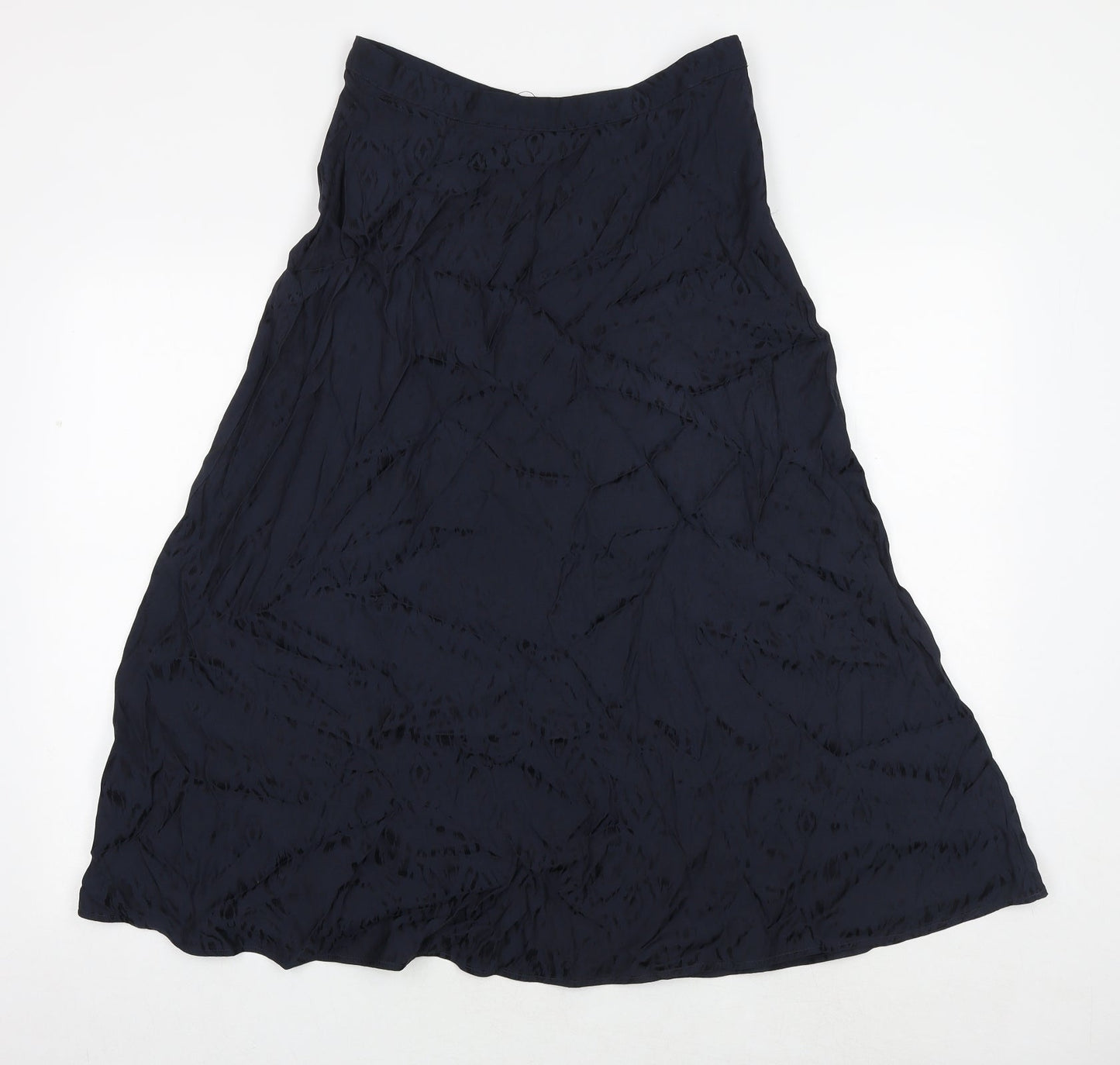 Marks and Spencer Womens Blue Geometric Viscose Swing Skirt Size 10 Zip