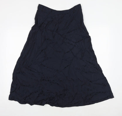 Marks and Spencer Womens Blue Geometric Viscose Swing Skirt Size 10 Zip