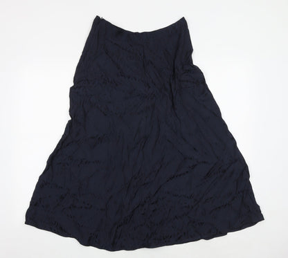 Marks and Spencer Womens Blue Geometric Viscose Swing Skirt Size 10 Zip