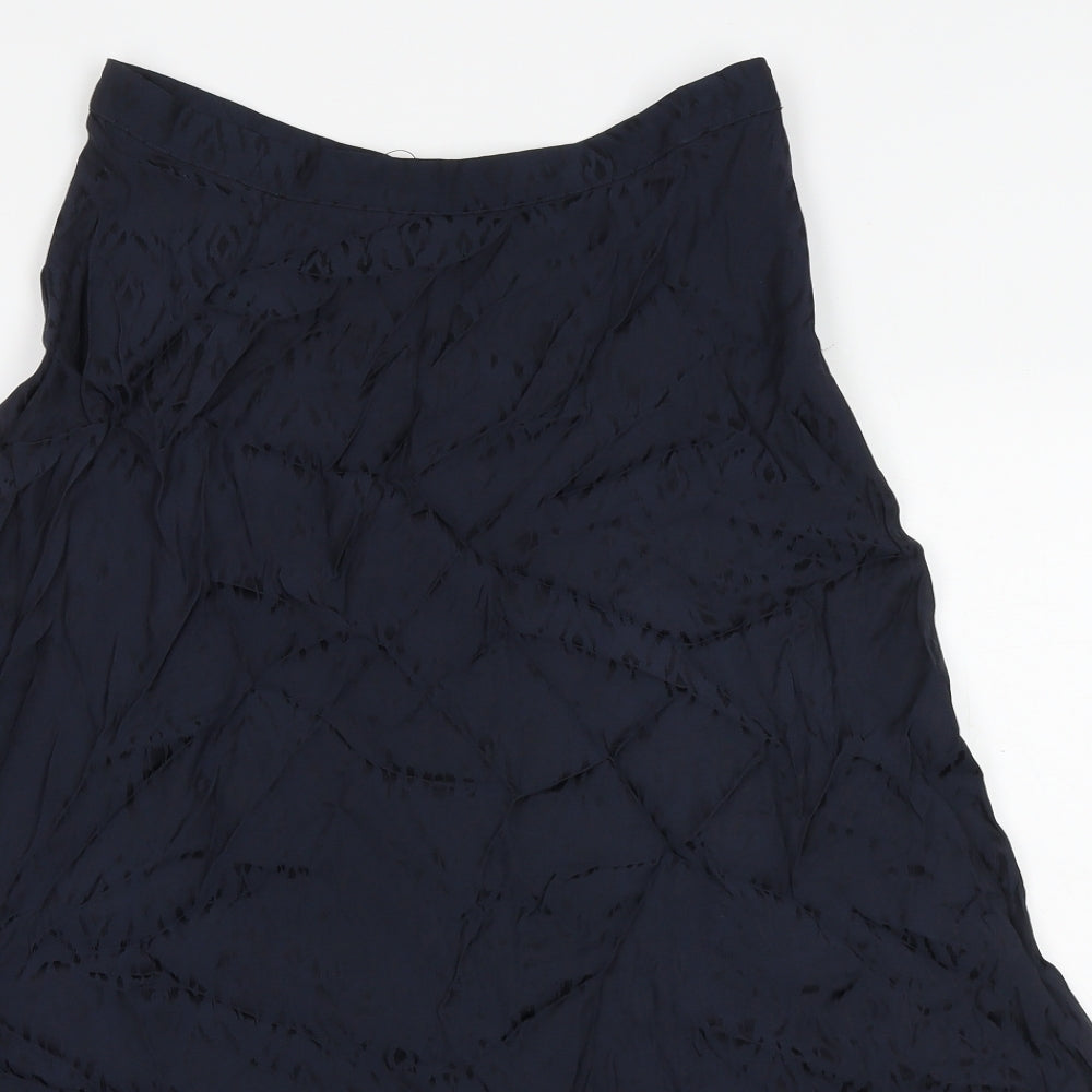 Marks and Spencer Womens Blue Geometric Viscose Swing Skirt Size 10 Zip