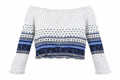 Womens UK Size 12 H&M Blue Cropped Blouse