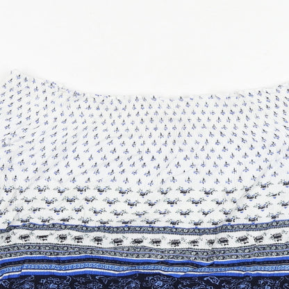 Womens UK Size 12 H&M Blue Cropped Blouse