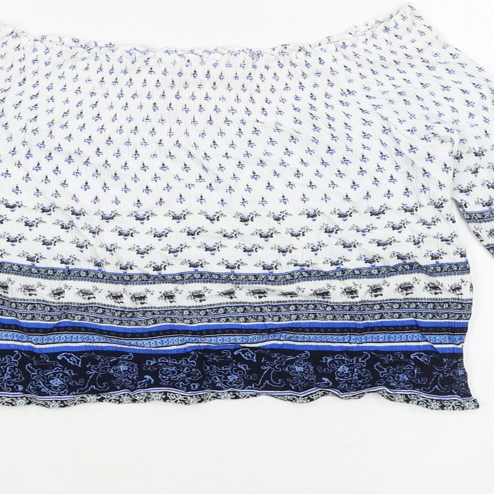 Womens UK Size 12 H&M Blue Cropped Blouse