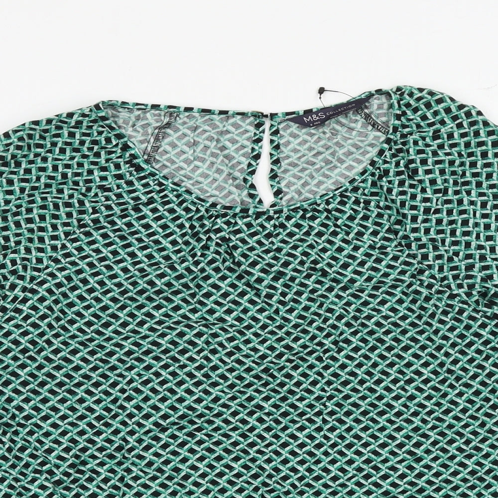Womens UK Size 6 Marks and Spencer Green Basic Blouse