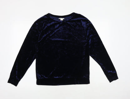 H&M Womens Blue Polyester Pullover Sweatshirt Size S Pullover