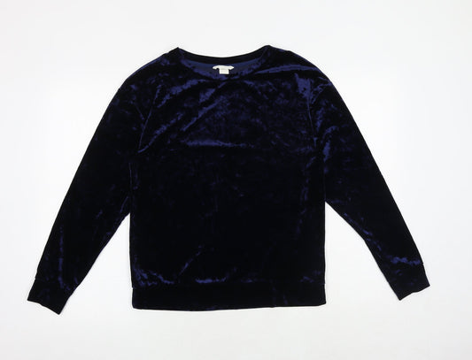 H&M Womens Blue Polyester Pullover Sweatshirt Size S Pullover