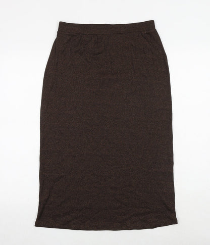 Marks and Spencer Womens Brown Cotton A-Line Skirt Size 12