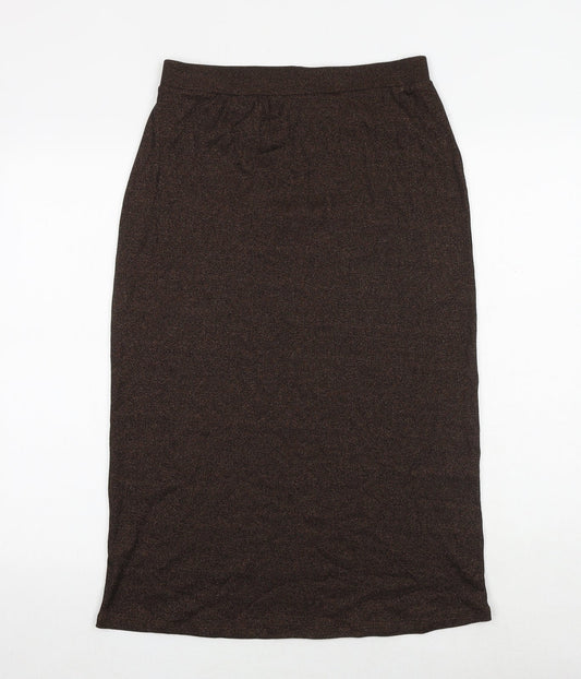 Marks and Spencer Womens Brown Cotton A-Line Skirt Size 12