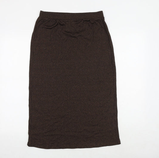 Marks and Spencer Womens Brown Cotton A-Line Skirt Size 12