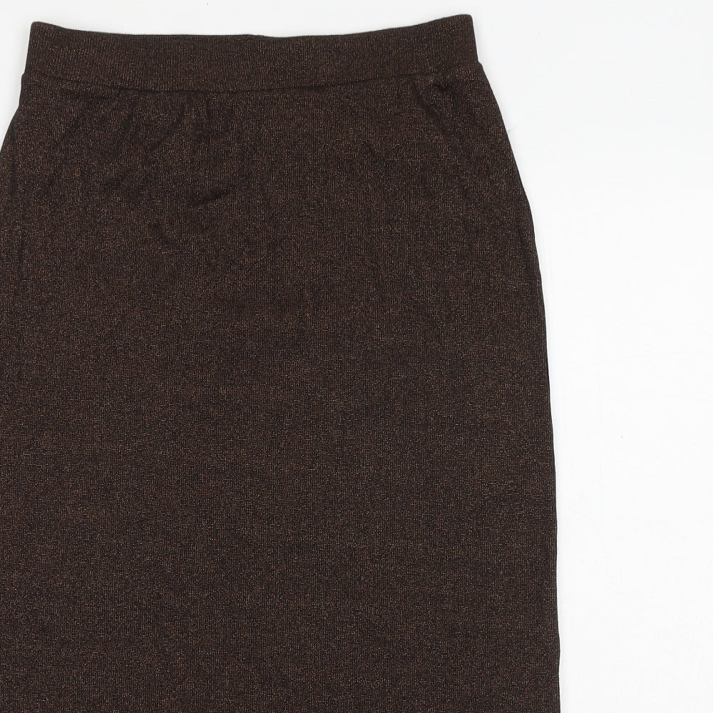 Marks and Spencer Womens Brown Cotton A-Line Skirt Size 12