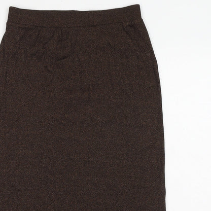 Marks and Spencer Womens Brown Cotton A-Line Skirt Size 12