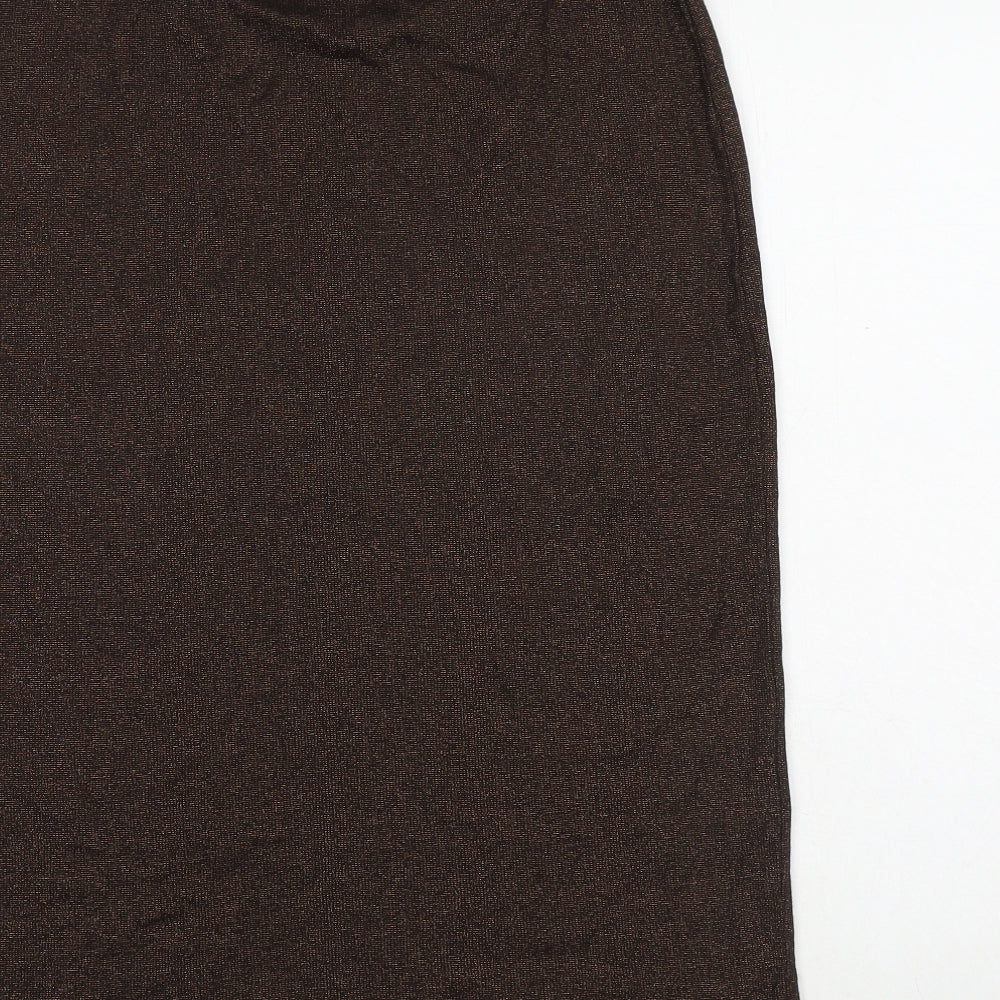 Marks and Spencer Womens Brown Cotton A-Line Skirt Size 12