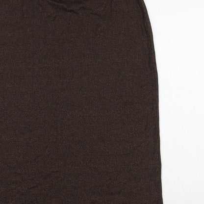 Marks and Spencer Womens Brown Cotton A-Line Skirt Size 12
