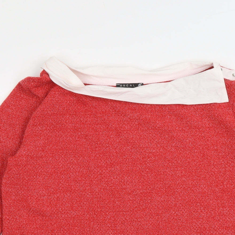 Breal Womens Pink Boat Neck Acrylic Pullover Jumper Size 12