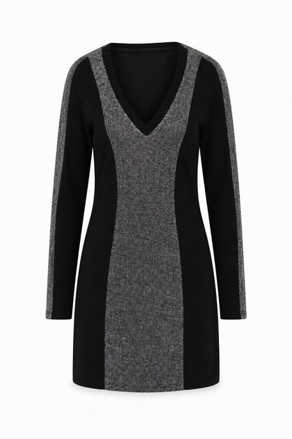 H&M Womens Black Colourblock Viscose Mini Size XS V-Neck Pullover