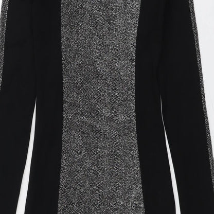 H&M Womens Black Colourblock Viscose Mini Size XS V-Neck Pullover