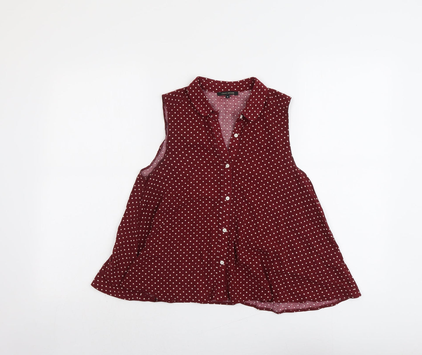 Womens UK Size 8 River Island Red Basic Button-Up